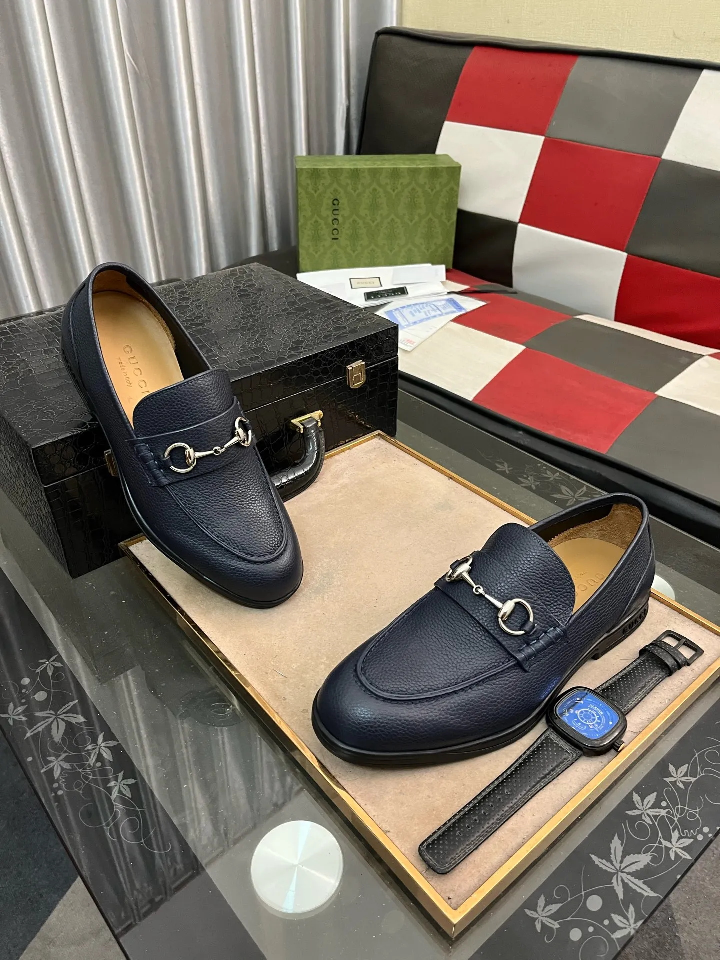 Men's shoes 💰540⌚️⌚️【GUCCi】Original frosted calfskin, water-dyed cowhide lining, original outsole, men's and women's fashion, formal casual leather shoes, slip-on men's and women's shoes series, young fashion, European and American trends, British style, casual matching, comfortable feet, standard code: men's size 38-443️⃣Colors available